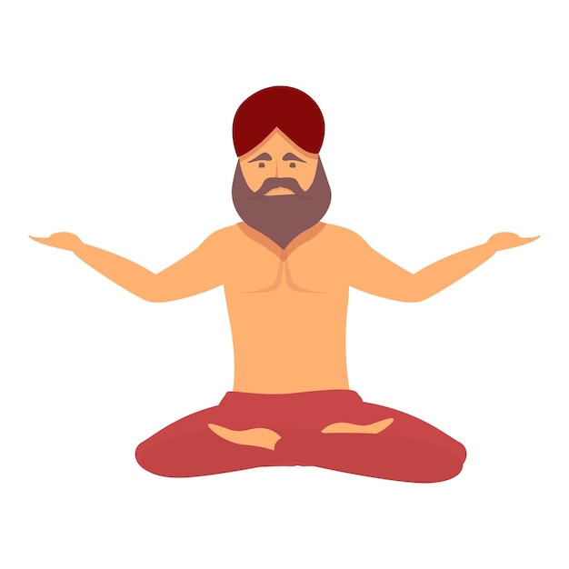 Hombre yogui icono dibujos animados vector hombre indio gente tranquila