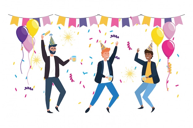 Hombres aislados en celebración