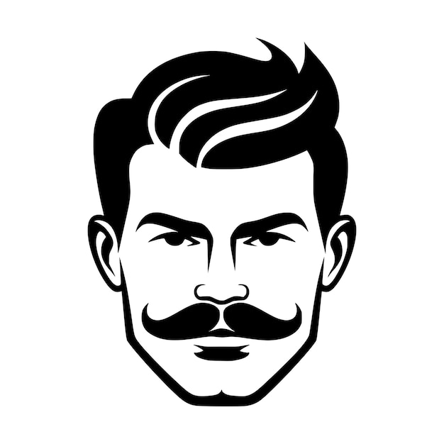 hombres con bigote y peinado ilustración simple para logotipo o mascota de barbería