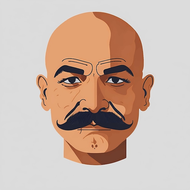 Hombres calvos indios con ilustración de vector de bigote