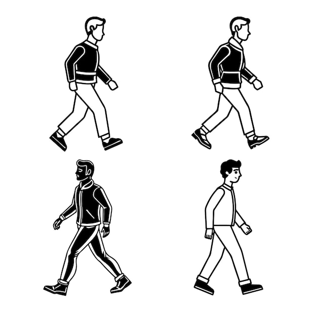Hombres caminando en diferentes estilos