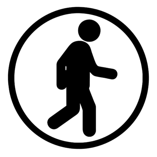 hombres caminando silueta dentro de un círculo pictograma