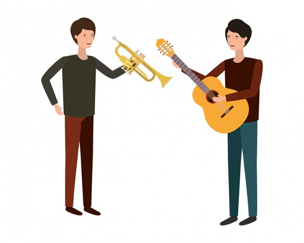 Hombres con carácter de instrumentos musicales.