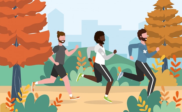 Hombres corriendo actividad de ejercicio de entrenamiento