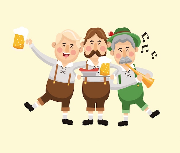 Hombres de dibujos animados masculino festival de cerveza oktoberfest icono de alemania