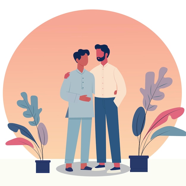 Hombres indios de pie juntos como una pareja