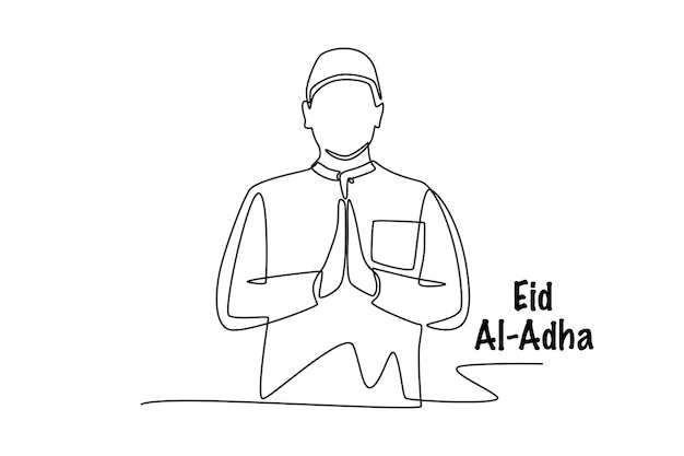 Los hombres musulmanes dicen Eid alAdha Eid aladha concepto dibujo en línea
