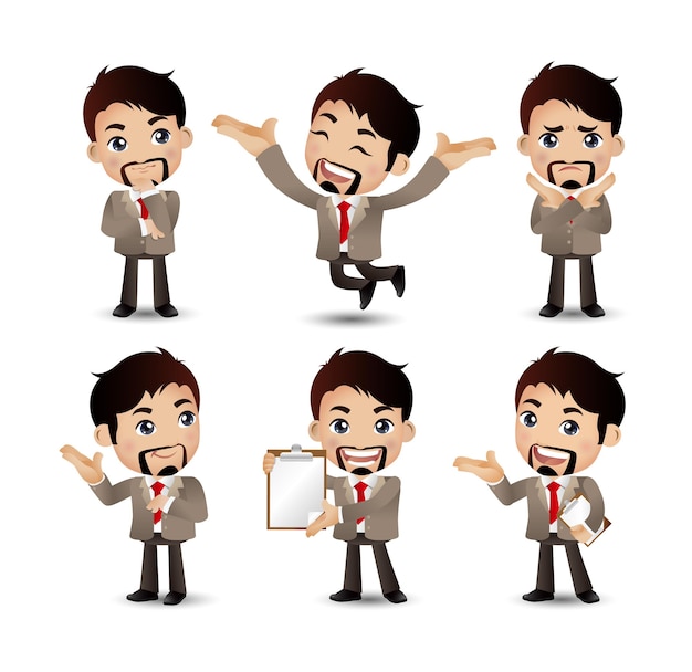 Hombres de negocios con diferentes poses.