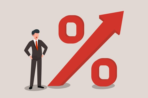 Los hombres de negocios levantan el signo de porcentaje de crecimiento de los ingresos