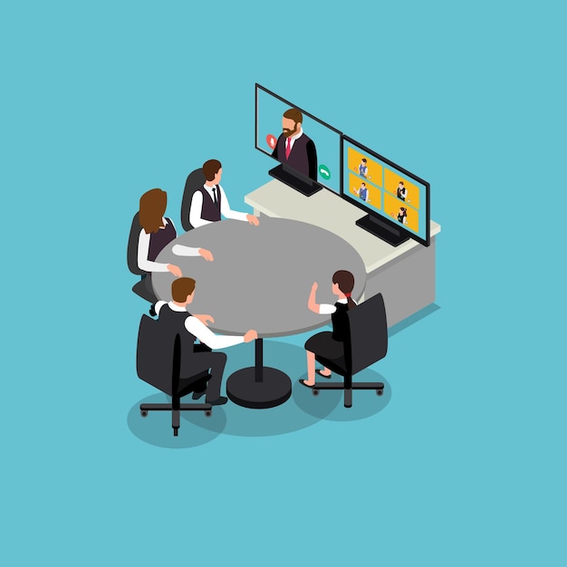 hombres de negocios teniendo una videoconferencia