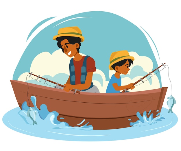 hombres y niños en diversas situaciones