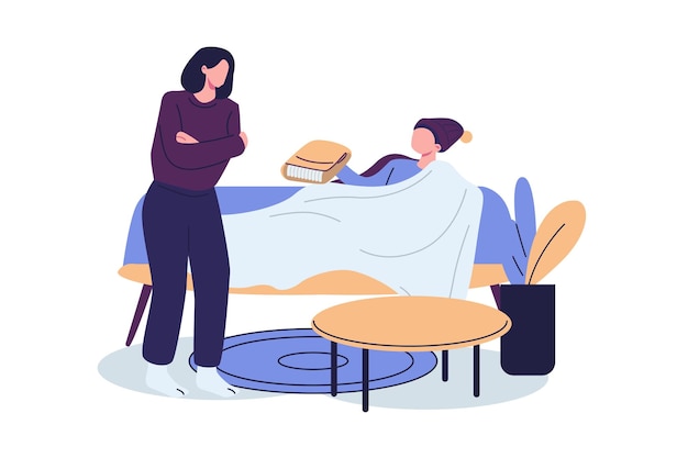 Los hombres ofrecen mantas en invierno estilo plano ilustración diseño vectorial