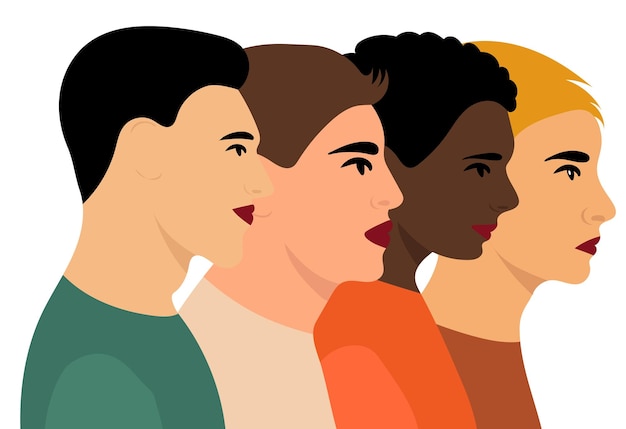 Hombres perfil retrato diseño plano vector aislado