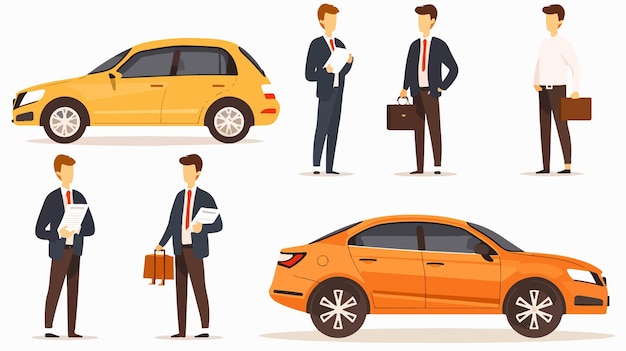 Hombres profesionales discutiendo documentos de seguro de automóviles