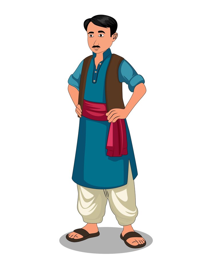 Vector los hombres del pueblo indio tres cuartos de vista diseño de personajes de dibujos animados