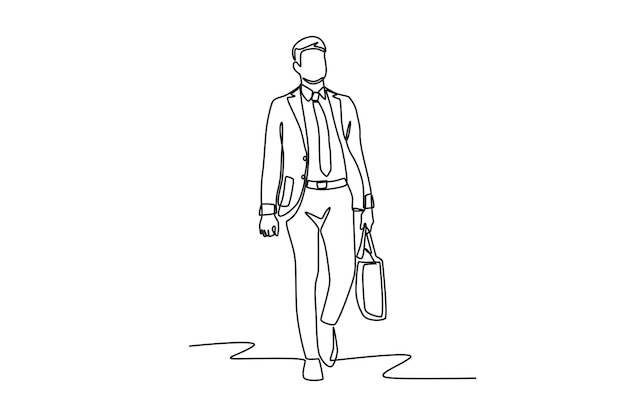Hombres que van a trabajar Viaje al trabajo concepto dibujo en línea