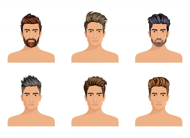 Vector los hombres solían crear el estilo de peinado de la barba del personaje, la moda de los hombres con bigote, la imagen y la elegante cara de hipstel.