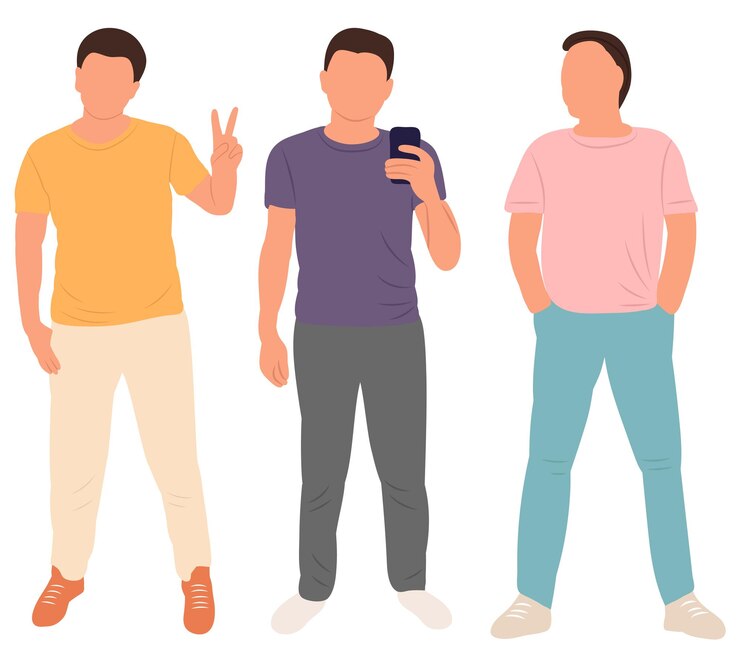Vector hombres en vector aislado de diseño plano