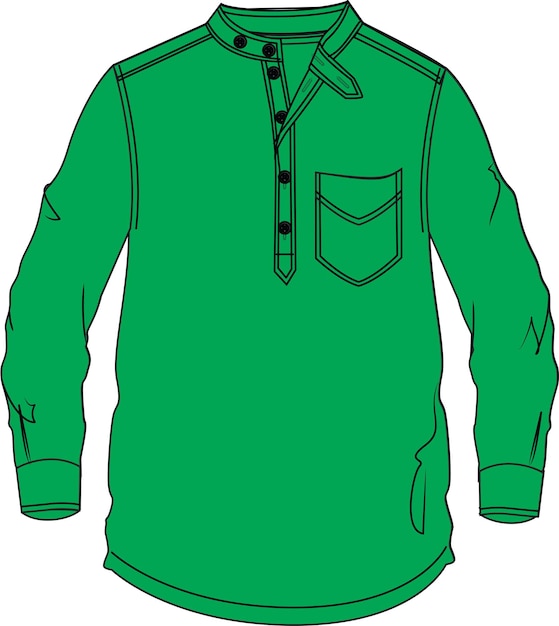 Hombres verde sólido recto corto Kurta