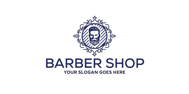 hombresbarbasalónvectorlogodiseñoplantilla