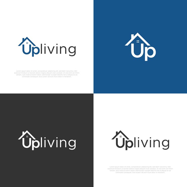 Home up living logotipo diseño de la letra U icona plantilla logotipo de bienes raíces
