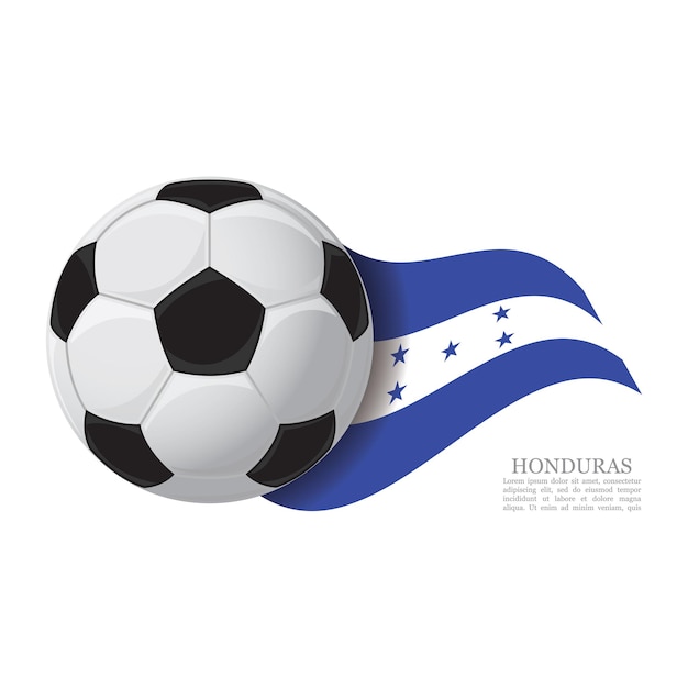Honduras ondeando la bandera con un balón de fútbol Concepto de apoyo al equipo de fútbol