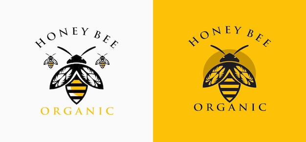 Honey bee logo vector logo concepto panal logo miel pura miel natural