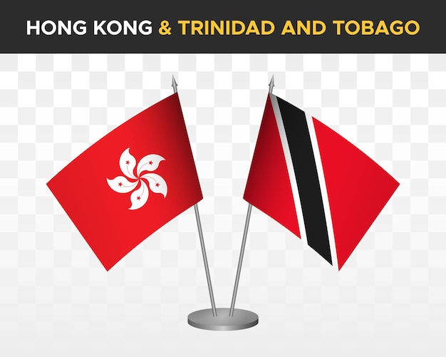 Hong Kong vs trinidad tobago escritorio banderas maqueta aislado 3d vector ilustración tabla bandera