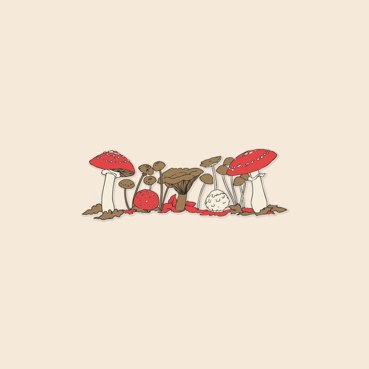 Vector hongo hongo ecosistema natural bosque salvaje logotipo retro ilustración vintage elementos vectoriales de diseño