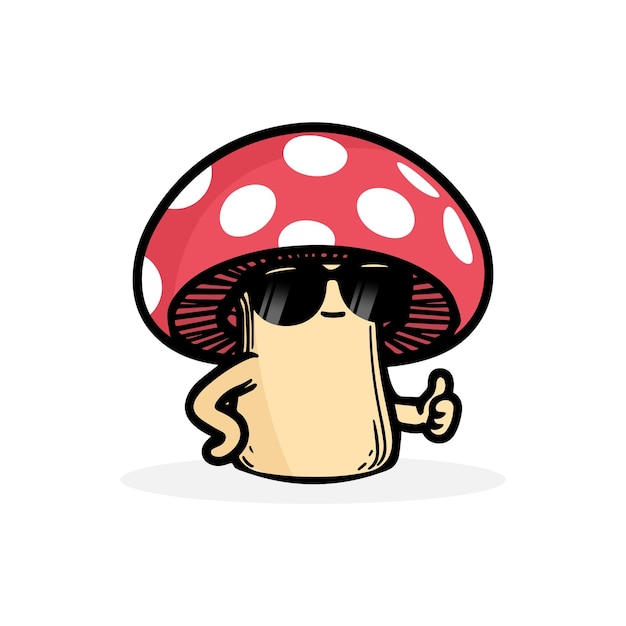 Hongo con ilustración vectorial de cara feliz