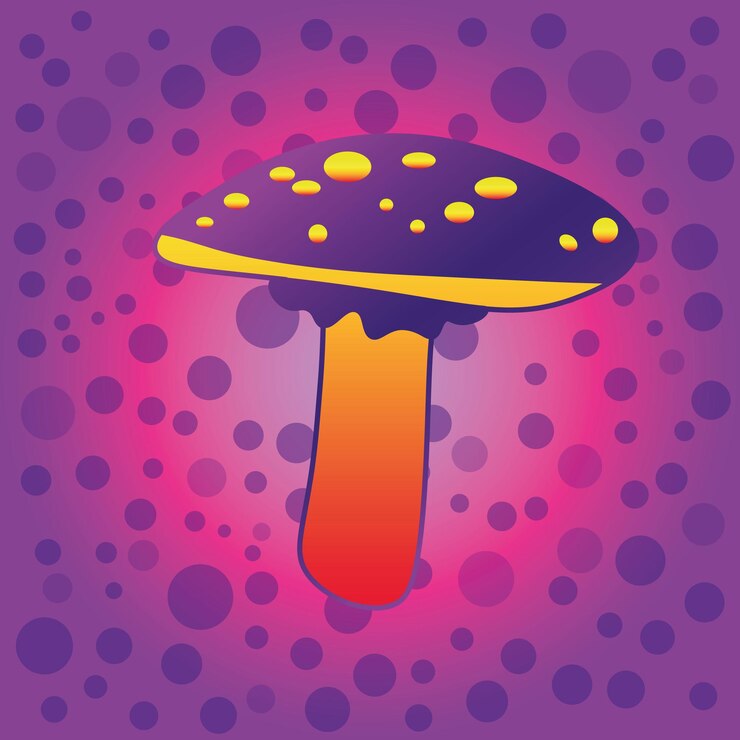 Vector hongo mágico alucinación psicodélica ilustración vectorial vibrante arte colorido hippie de los años 60 eps
