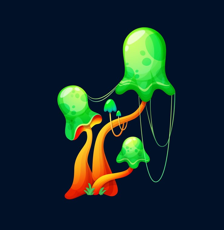 Vector hongo de vector de hongo verde tóxico mágico mágico de fantasía