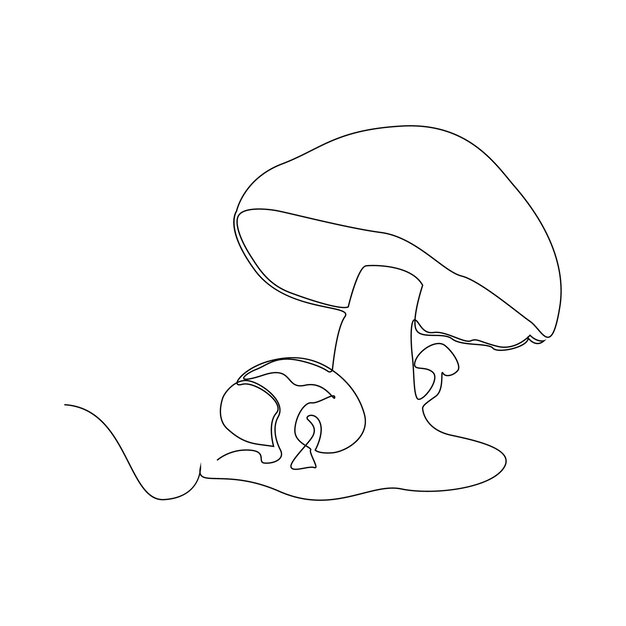 hongos dibujo artístico continuo de una sola línea y diseño vectorial de ilustraciones
