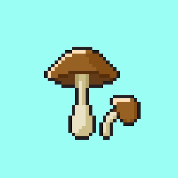 Hongos con estilo pixel art