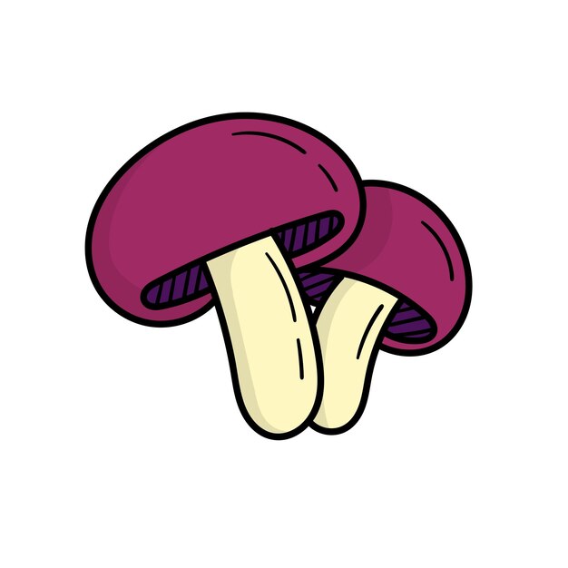 Hongos lindos para una poción de bruja. Místico. Víspera de Todos los Santos. Ilustración de estilo Doodle