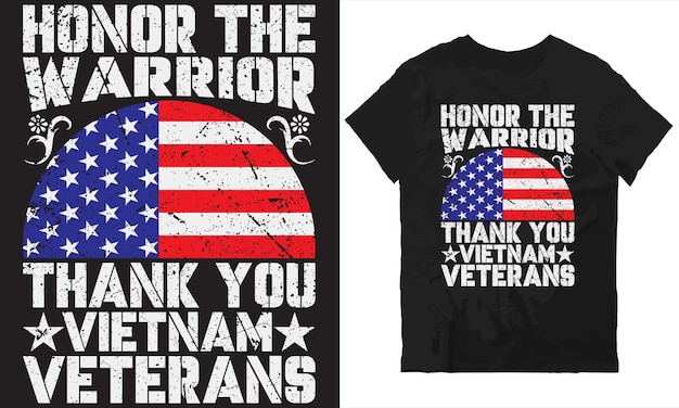 Honor el guerrero gracias veteranos de Vietnam archivo vectorial de diseño de camiseta