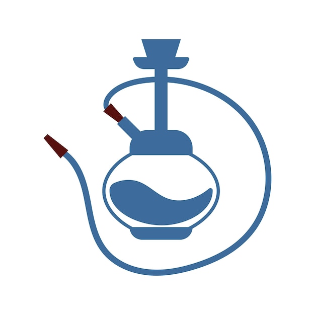 Hookah en color azul estilizado ilustración plana icono vectorial de shisha