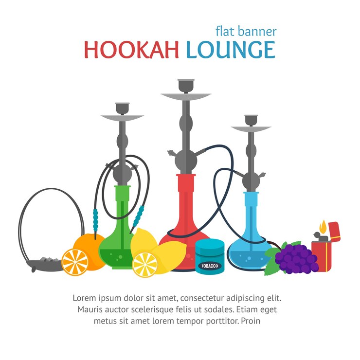 Vector hookah lounge banner cultura tradicional de fumar.