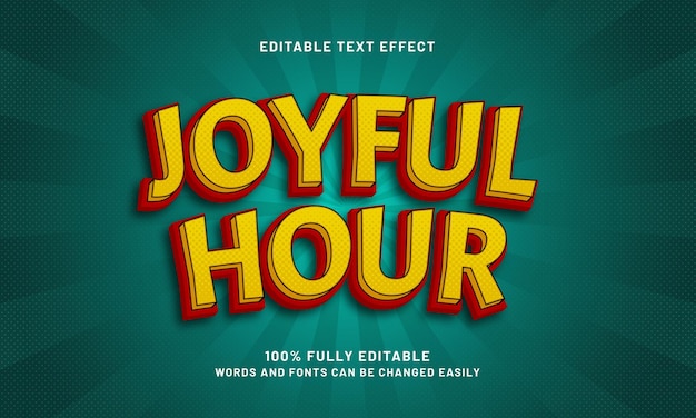 hora alegre efecto de texto editable con un tema feliz disfrutar y relajarse