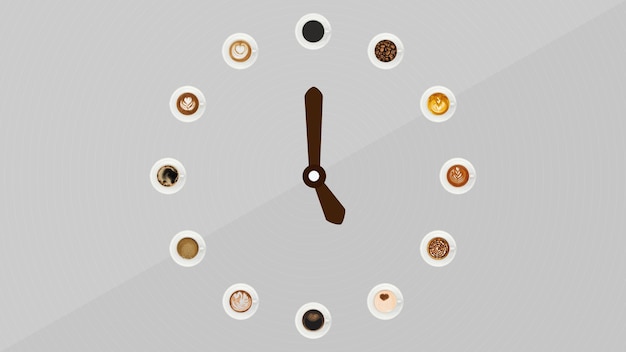 Hora del café, cartel de diseño de reloj.