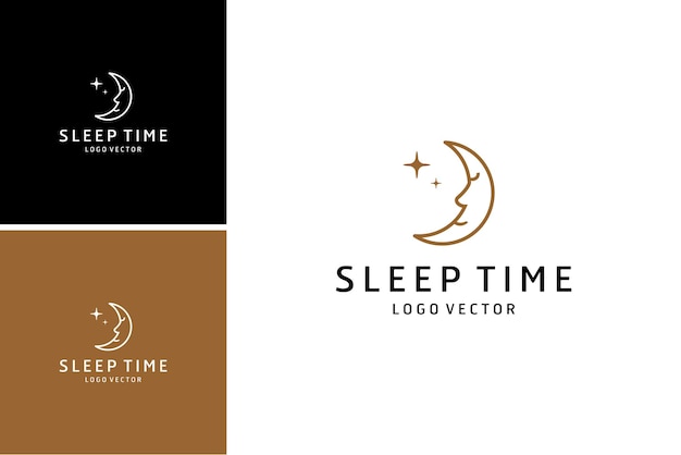hora de dormir vector de diseño de logotipo de sueño nocturno con vector de media luna y estrella