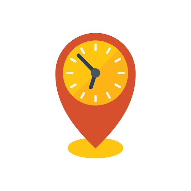 Vector hora de trabajo ubicación icono vector plano personas flexibles tiempo de oficina aislado
