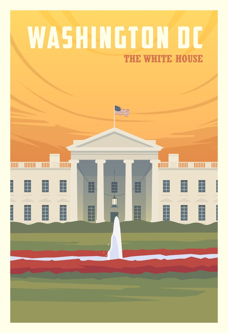 Hora de viajar. Alrededor del mundo. Cartel de calidad. La casa Blanca.