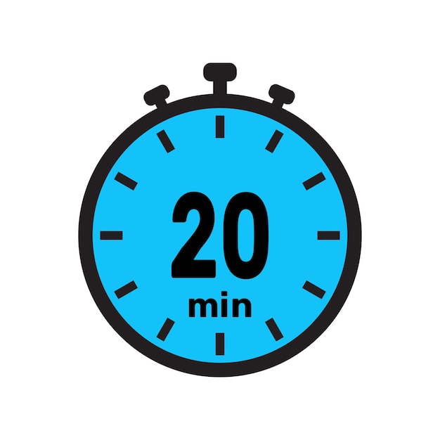 Horario de 20 minutos reloj de stopwatch íconos aislados símbolo del temporizador de cuenta atrás temporizador del minuto medida del tiempo cronómetro alarma