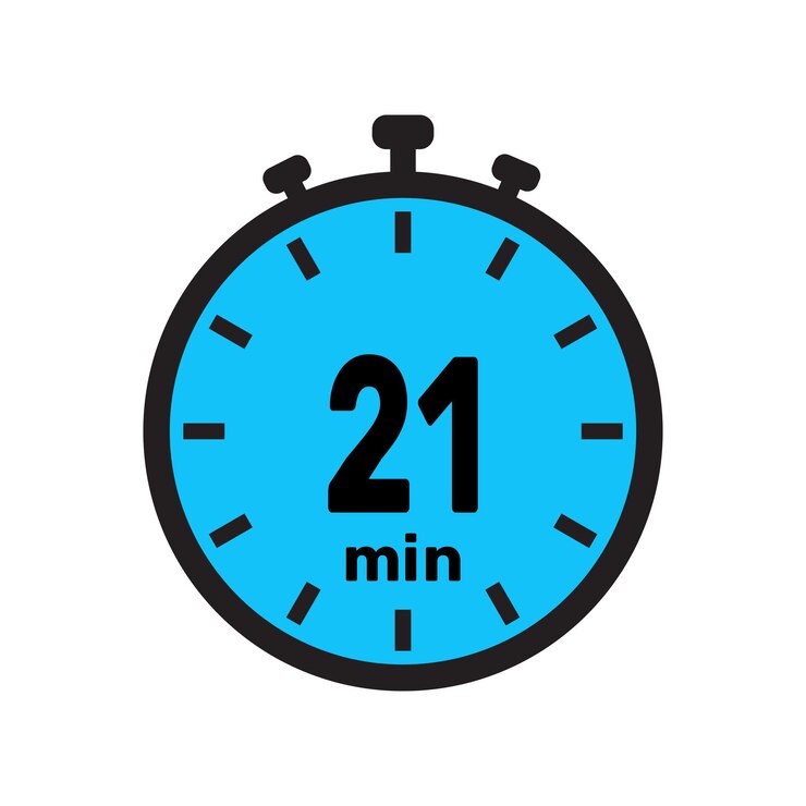 Vector horario de 21 minutos reloj de stopwatch íconos aislados símbolo del temporizador de cuenta atrás temporizador del minuto medida del tiempo cronómetro alarma