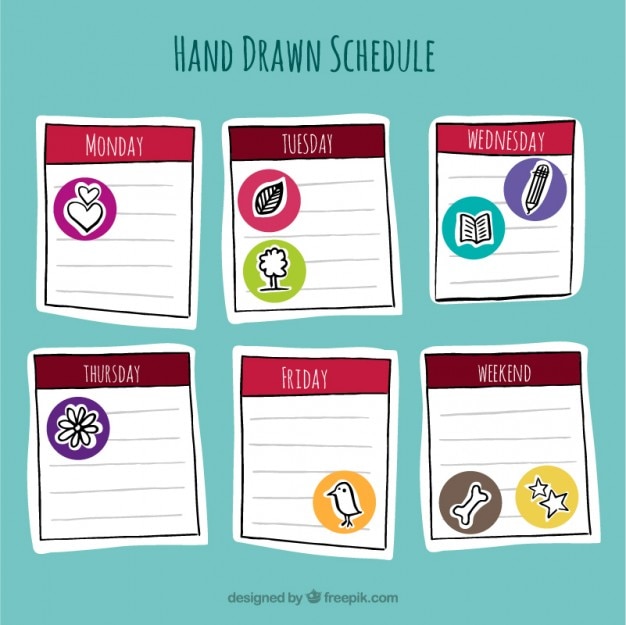 Horario dibujado a mano con dibujos