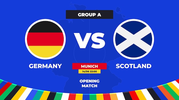 Horario de partidos partido de apertura Grupo A Alemania contra Escocia Torneo europeo de fútbol Alemania 2024