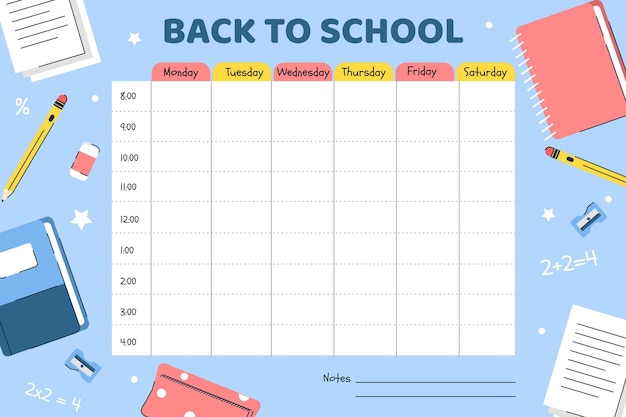 Horario plano de regreso a la escuela