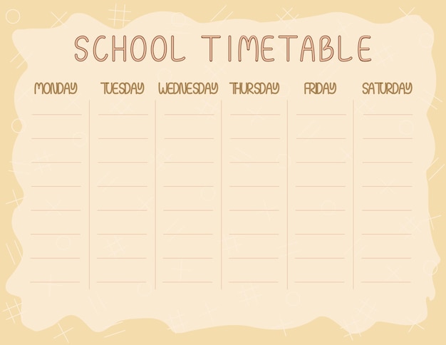 Un horario simple para la semana volver a la plantilla de horario escolar