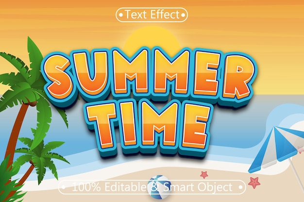 Horario de verano efecto de texto editable estilo moderno en relieve en 3 dimensiones